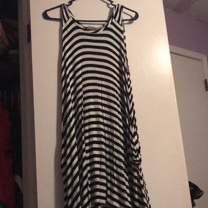 Black and white striped dress